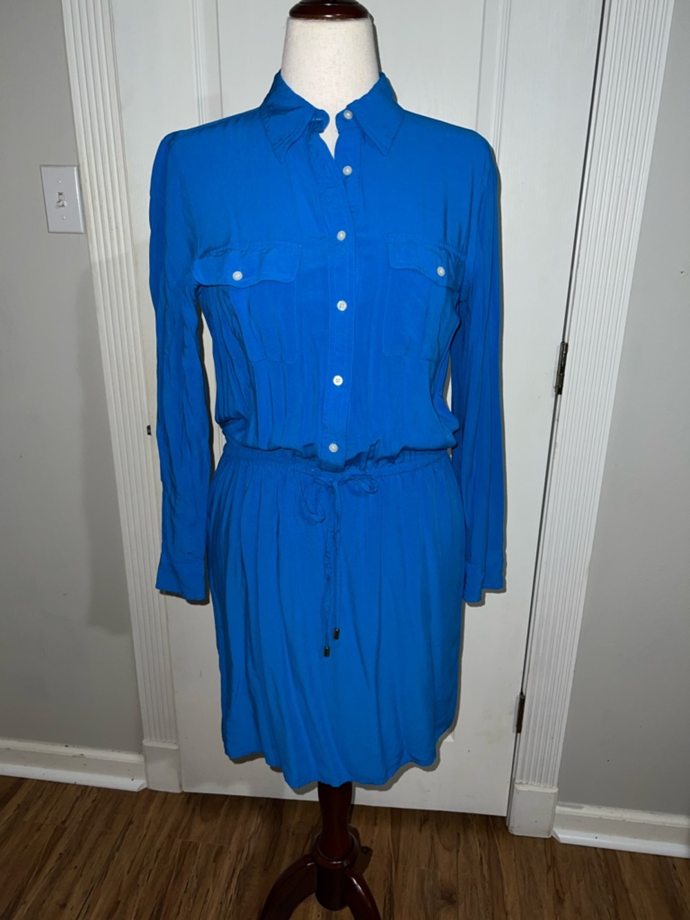 Lauren Ralph Lauren Cobalt Blue Long-Sleeve Shirt Dress